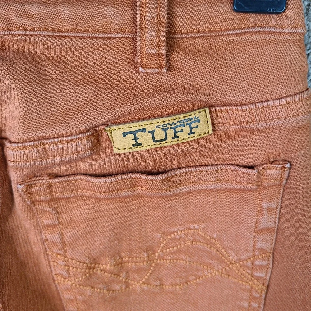Cowgirl Tuff Jeans Womens 25 Orange Hippie Hippie Shake Flare Button Fly Raw Hem